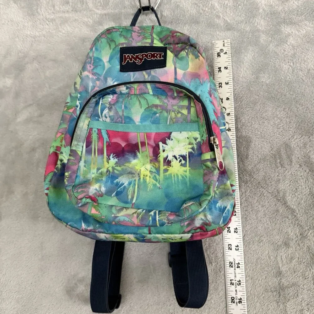 JanSport Half Pint Mini Backpack Palm Tree Tropical Print Adjustable Straps